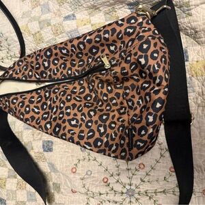 Leopard Print Crossbody Sling Bag - Brown